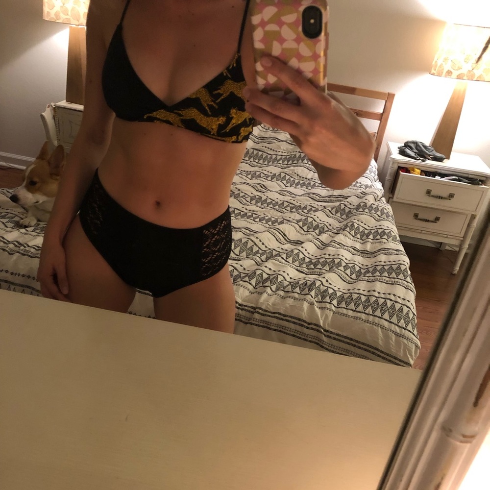 High Waisted Crocheted Side Leopard Top Bikini